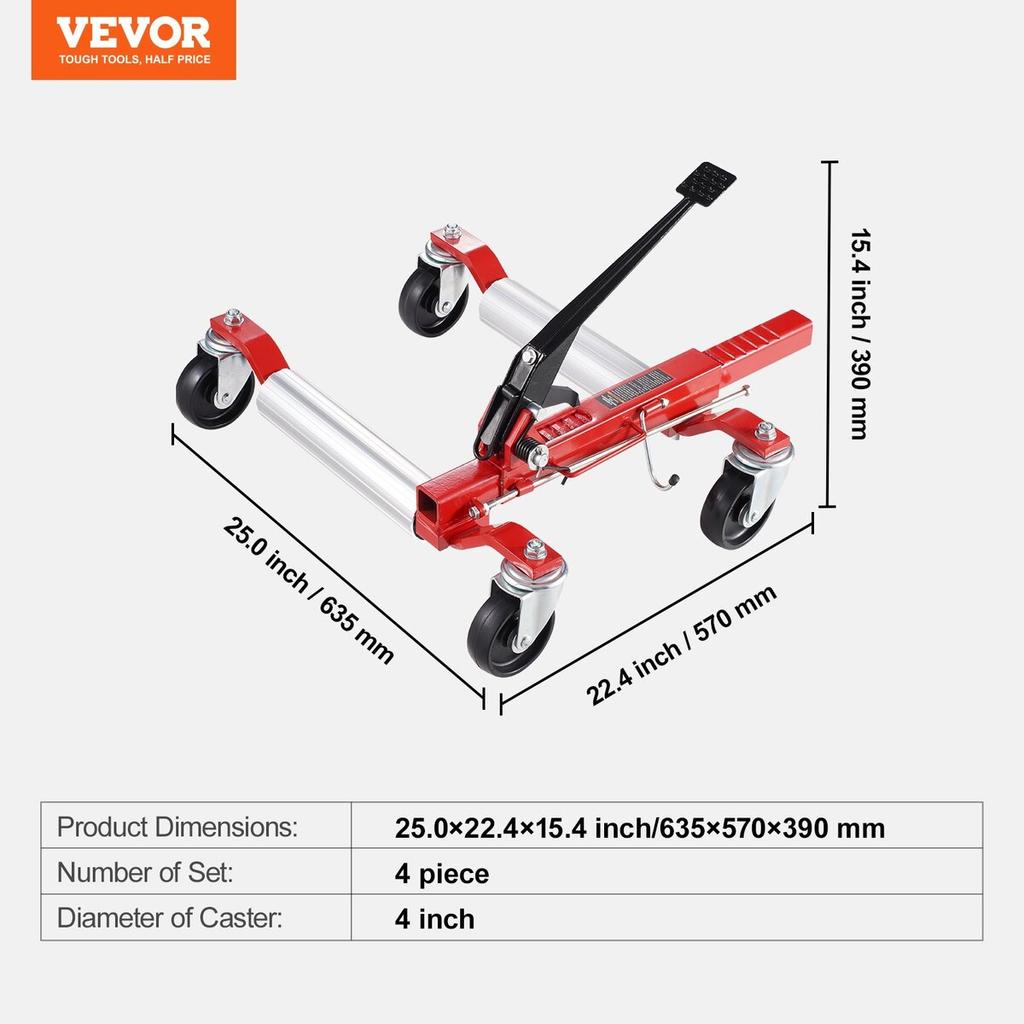Wheel Dolly Heavy Duty Vehicle Positioning Tire Car Lifter 1500Lbs 4 Pack