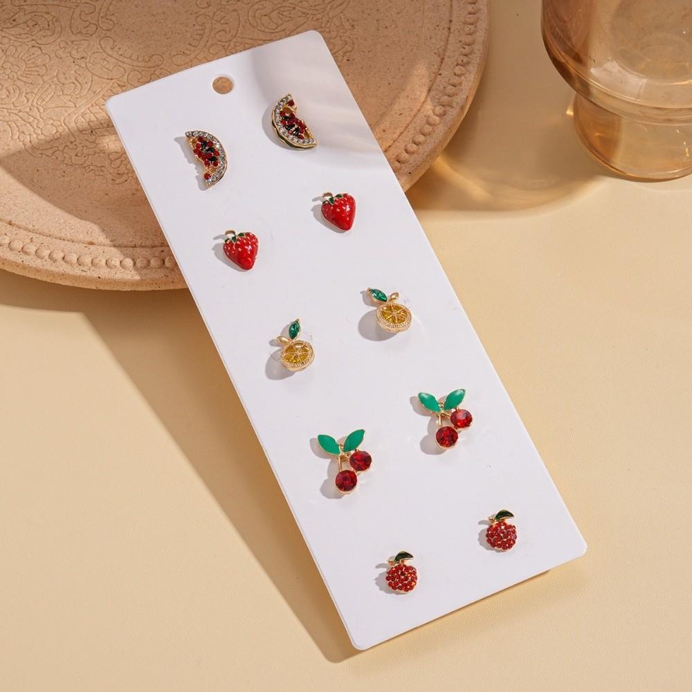 Strawberry Lemon Mini Cherry Earrings Orange Cherry Small Fruits Ear Stud Jewelry Gift