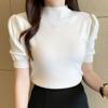 Short Sleeved Shirt Womens Summer 2022 Spring Tank Knitwear Womens Half Turtleneck Bottoming Sweater Thin Knit Shirt 18848