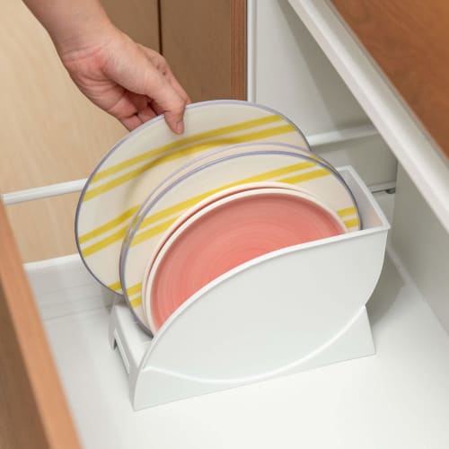 Belca Large Plate Stand for Dish Storage, Fits Plates up to 24cm Diameter, 100cm Wide x 25cm Deep x 16cm High, White, SD-OS