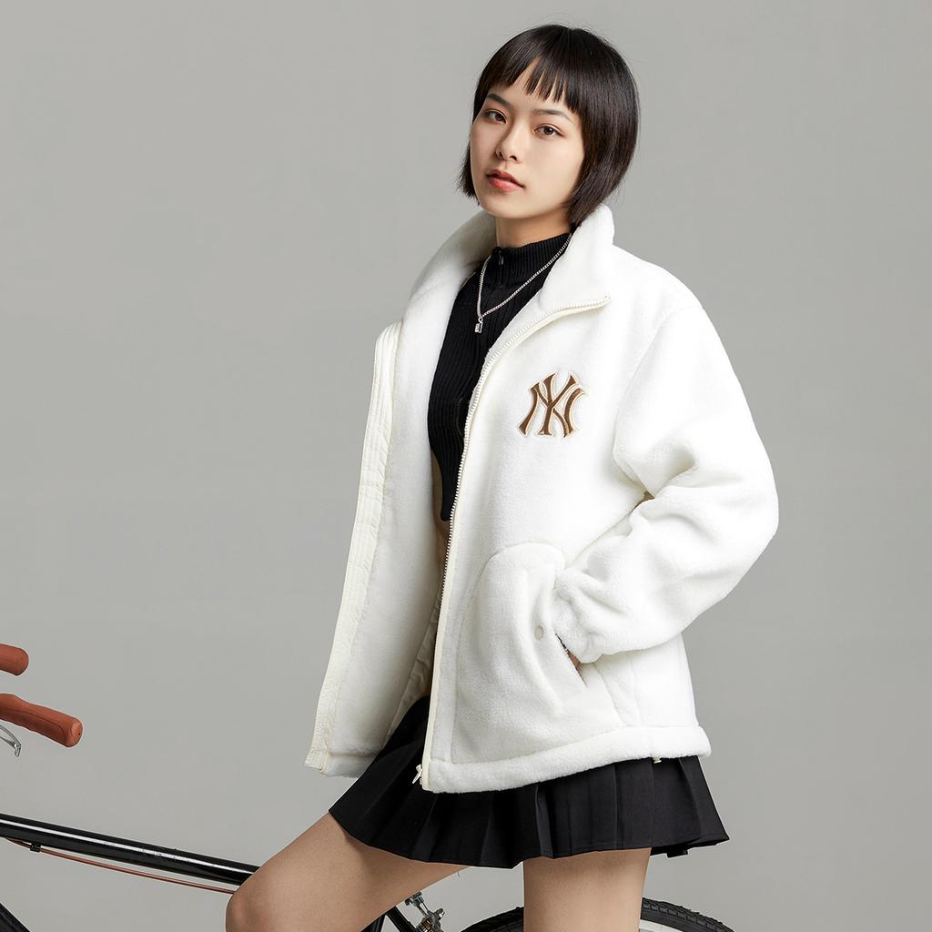 New MLB Velvet Jackets Unisex Cream 3AFDB0626-50CRS