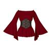 Женский топ с корсетом, средневековый пиратский блузка с открытыми плечами, нестандартные расклешенные рукава, лепестковый подол, костюм для косплея на фестивале