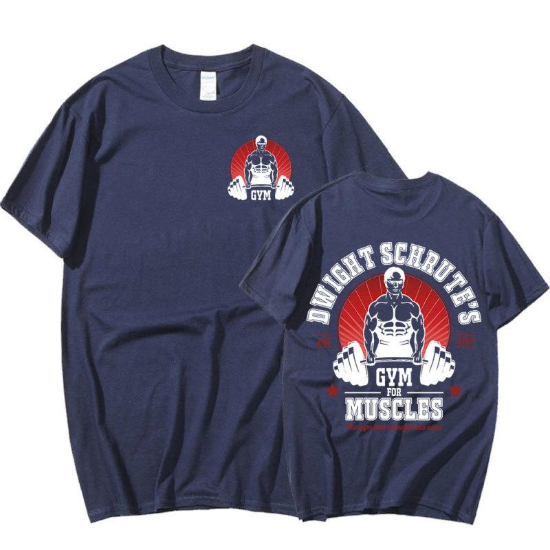 Дуайт Шруте Тренажерный Зал для Мышц Двусторонняя Футболка Телесериал Офис Майкл Скотт Футболки с Короткими Рукавами Мужская Хлопковая Футболка
