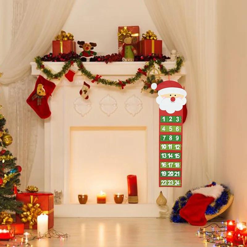 New Year Gift Christmas Calendars Pendant Cartoon Snowman Santa Claus Countdown Calendar Xmas House Wall Hanging Ornament