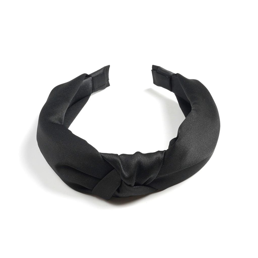 Popular Solid Color Satin Headband Simple Cross Knotted Headband Women'S Temperament Small Fresh Hair Accessories