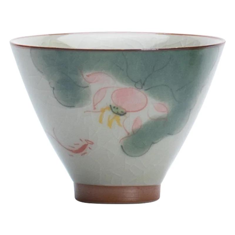 Керамическая чашка для чая в китайском стиле Ge Kiln Master, изготовленная вручную, одинарная чашка, дегустационная чашка для чая, чайный сервиз в стиле кунг-фу, чайная чашка
