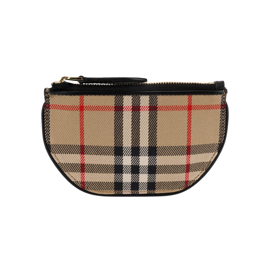 Burberry Олимпия Винтажная Клетчатая Эленпия Молния Хлопок Телячья Кожа Полумесяц Сумка Клатч Кошелек