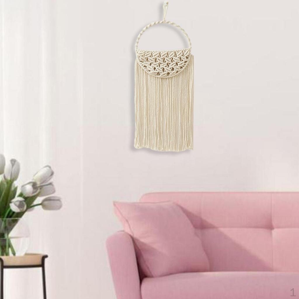 Бежевый Макраме Настенный Подвесной Ручная Работа Гобелен Оконный Карман Геометрическое искусство Почтовый Держатель Корзина Прихожая