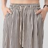 Elastic Waist Casual Pants Lazy Striped Wide-leg Lengthened Pants for Daily Walks