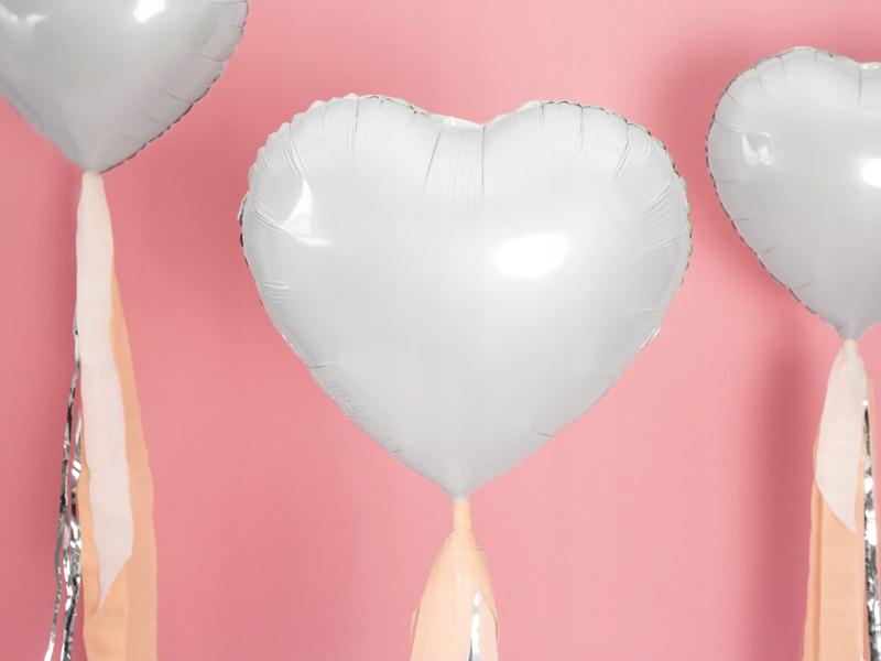 Balon Foliowy Serce, 45Cm, Biały , 1 Szt.