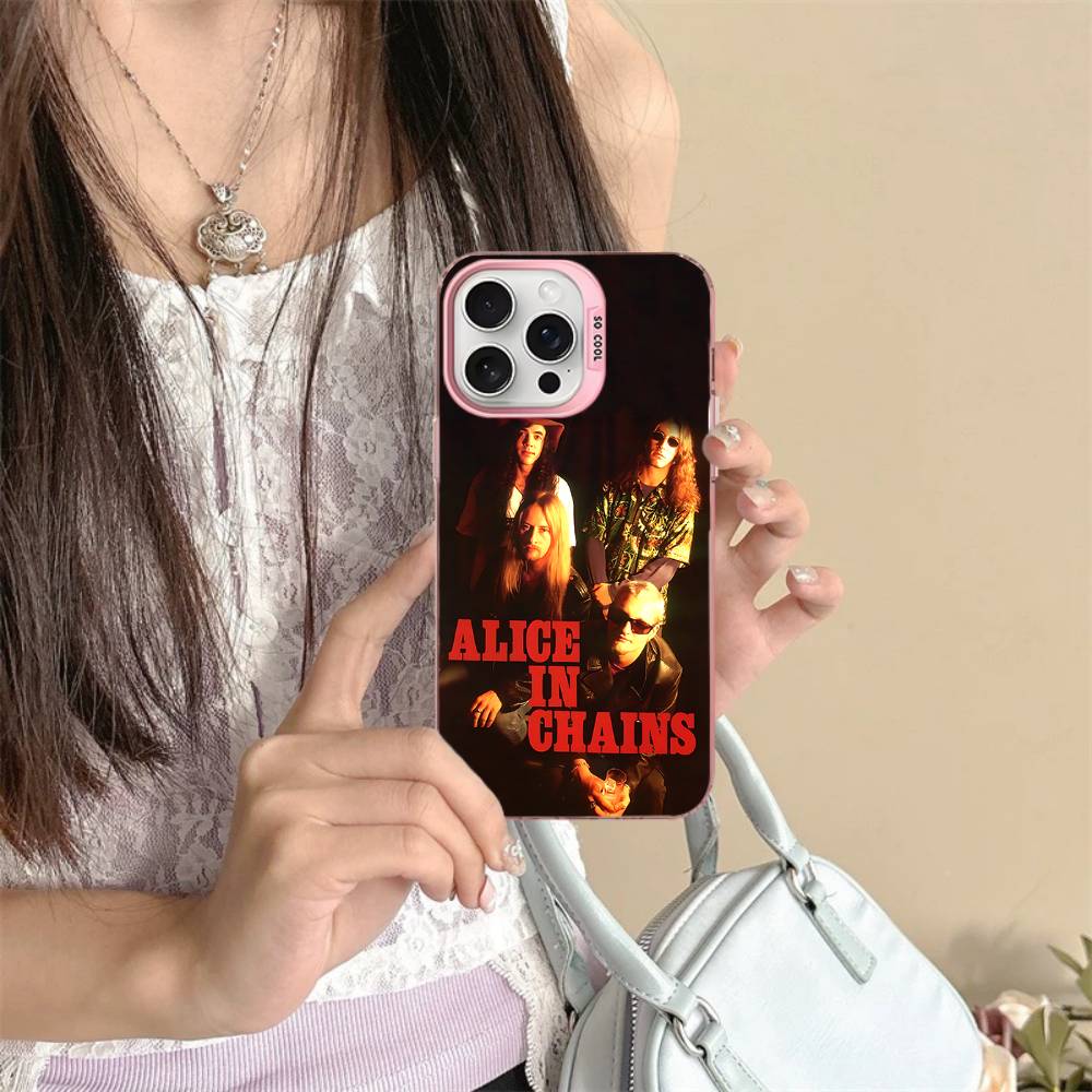 Band A-Alice I-In C-Chains Phone Case For IPhone 17 16 15 14 11 12 13 Pro Max Pro Plus Colored Silver Cover