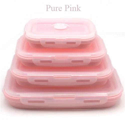 Collapsible Silicone Food Container, Portable Bento Lunch Box, Microwave Food Storage Containers for Home and Outdoor Use