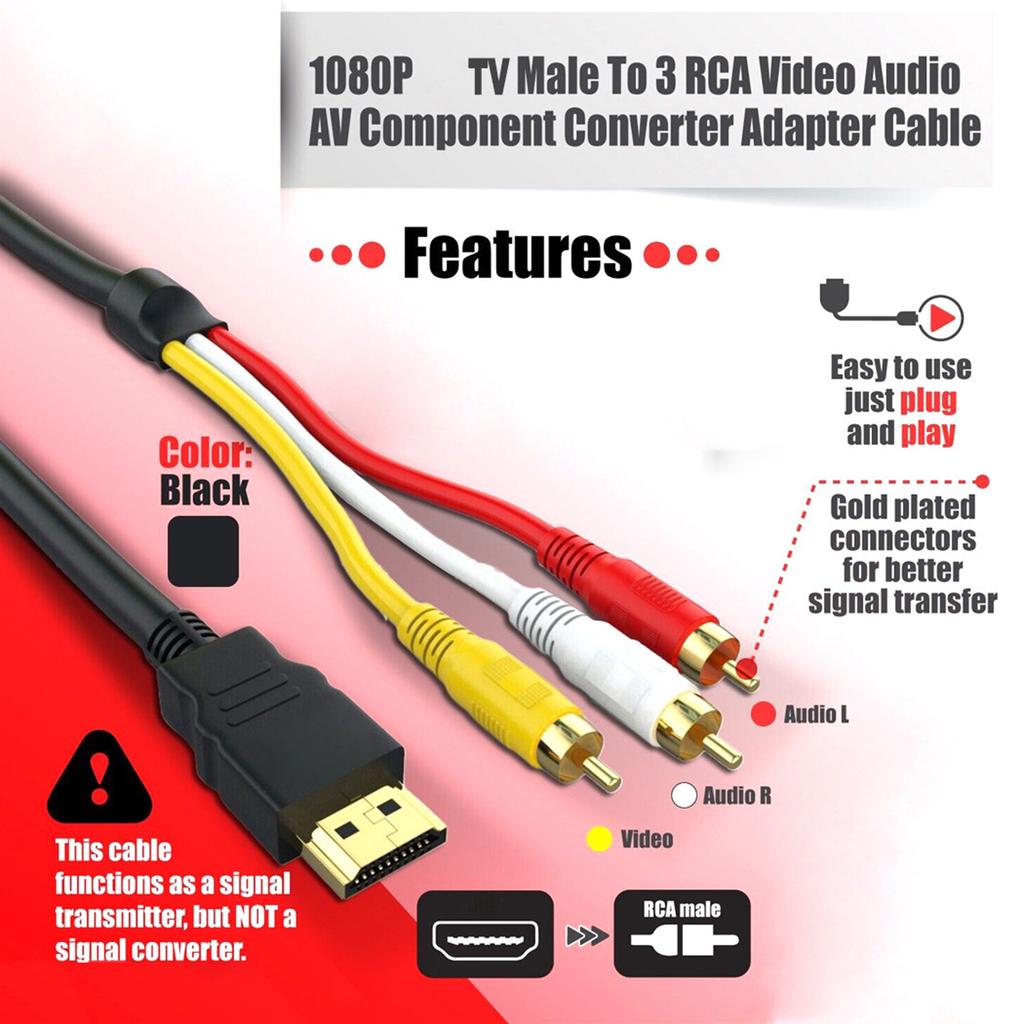 AV-кабель на 3 RCA для игровых консолей Золотое покрытие контактов Повышает долговечность Совместимость с ПК/ноутбуком Аксессуар