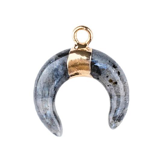 DIY Pendant Gold-Plated Edging Crescent Horn Design Natural Imitation Crystals Jade Necklace Bracelet Earrings Charm DIY Jewelry Making