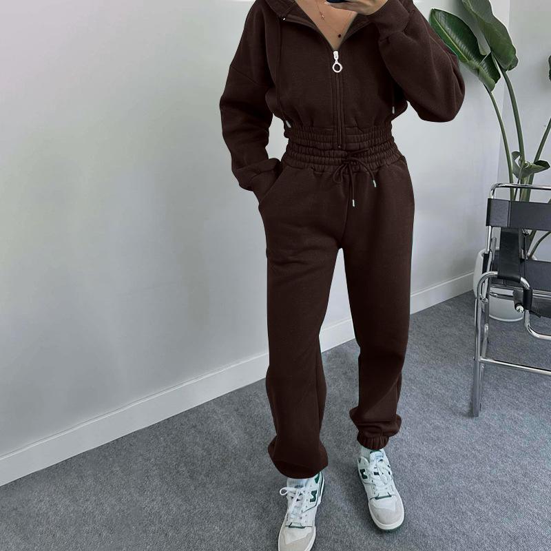 Женские спортивные костюмы из двух частей: короткие худи на молнии, толстовки, куртки и спортивные штаны на кулиске, повседневная спортивная одежда