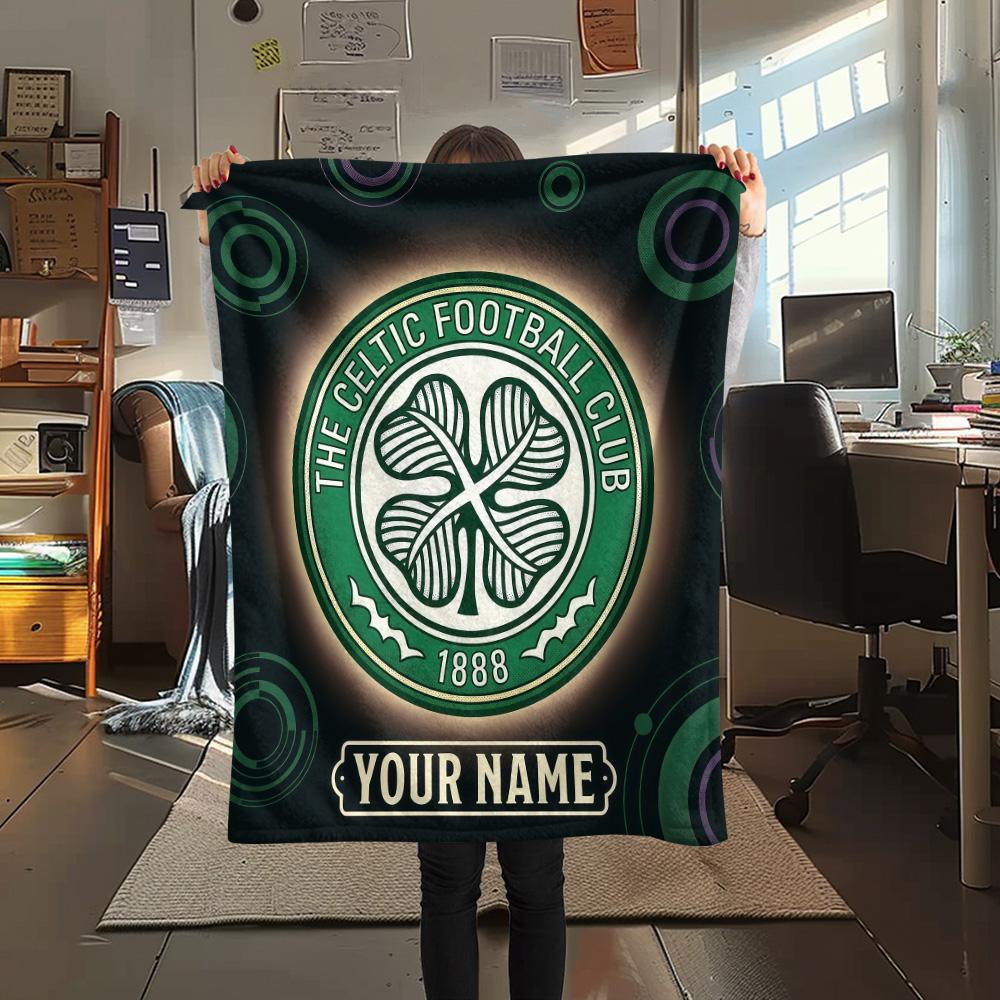 Custom Name The Celtic Football Club Flannel Blanket, High quality Comfortable for All Seasons, Home Decor, Warmth and Comfort