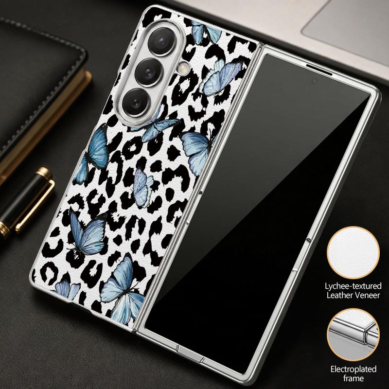 Чехол с леопардовым принтом и бантами для Samsung Galaxy Z Fold 8 Ultra 7 6 5 Z Fold8 Fold7 Fold6 Роскошный Гибридный 3-в-1 Покрытие Металлическое Кожаная Накладка Защитный Чехол для Телефона