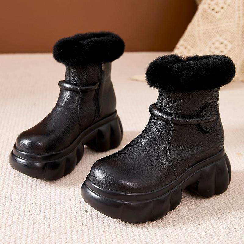 GKTINOO 2024 Зимние теплые женские ботинки из кроличьего меха, удобные женские ботильоны на толстой подошве, повседневные короткие ботинки на плоской платформе