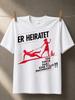 Er Heiratet With Red Bride And Groom Silhouettes Gerunisex Fun News Quote And Minimalist Bachelor Unisex All TShirt