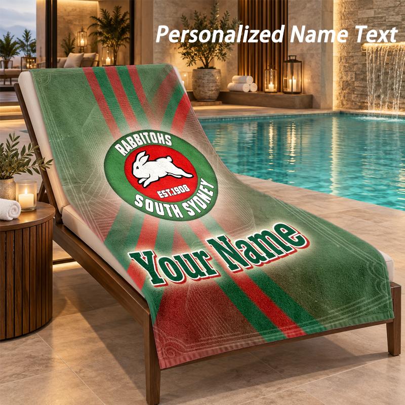 Custom Text South Sydney Rabbitohs Print Beach Towel Large Towel For Home Bathroom Beach