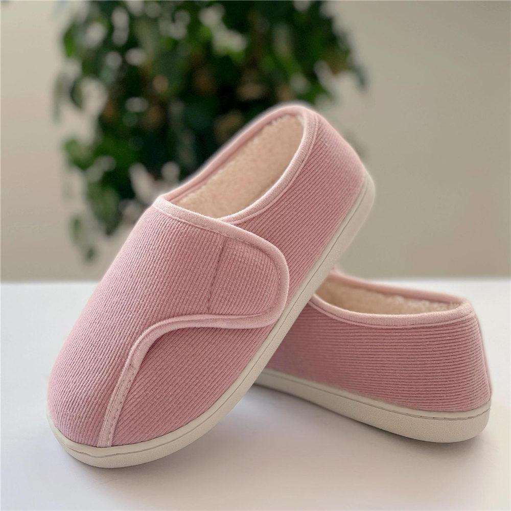 Women Memory Foam Slippers Adjustable Closed Toe Swollen Feet Slippers Comfortable House Indoor Outdoor Shoes with Rubber Sole