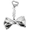 Sweet Lovely Silvery Bowknot Bead Keychains Pendant Hangings Ornament Keyring Backpack Decoration for Women Girls