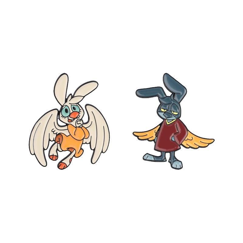 Cartoon Anime Angel Rabbit Enamel Pins Analog Horror Web Series Villain Character Brooches Lapel Badge Jewelry Gifts for Friends