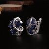 Великолепные драгоценные очаровательные серьги с натуральным рассеянным синим сапфиром из стерлингового серебра 925 пробы для женщин, свадеб и банкетов