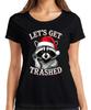 Lets Get Trashed Christmas Raccoon Santa Hat Party Funny Ladies Tshirt