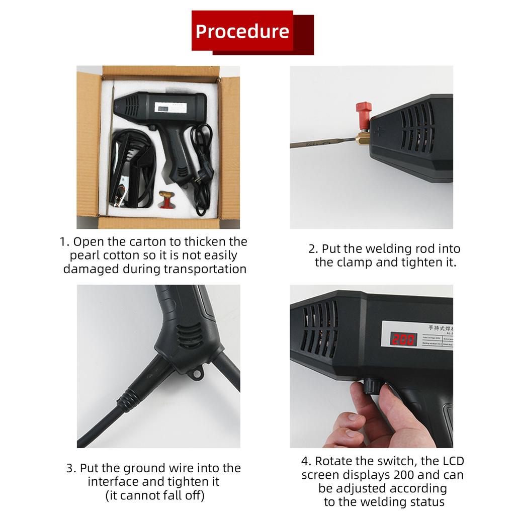 Portable Electric Welding Machine 220V 3000W Hand Held Welder with IGBT Inverter Stepless Current
