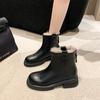 Распродажа женской обуви 2024 года, фирменные женские ботинки на молнии, зимние, с круглым носком, из цельного плюша, теплые, удобные, на толстом каблуке, ботильоны