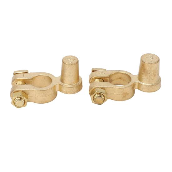 1 пара латунных зажимов для аккумулятора, профессиональные разъемы для положительной и отрицательной клемм, зажимы для автомобильного аккумулятора, устойчивые к ржавчине, высокая проводимость, простые соединители для аккумулятора