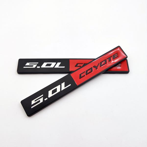 2x Metal 5.0L COYOTE Logo Emblem 5.0 Side Fender Badge 3D Turbo Sticker Car Door Decal For M/ustang GT