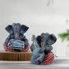 Resin Musical Ganesha Pair for Home Decor | Brings Prosperity - (Grey & Red, Pack of 2)