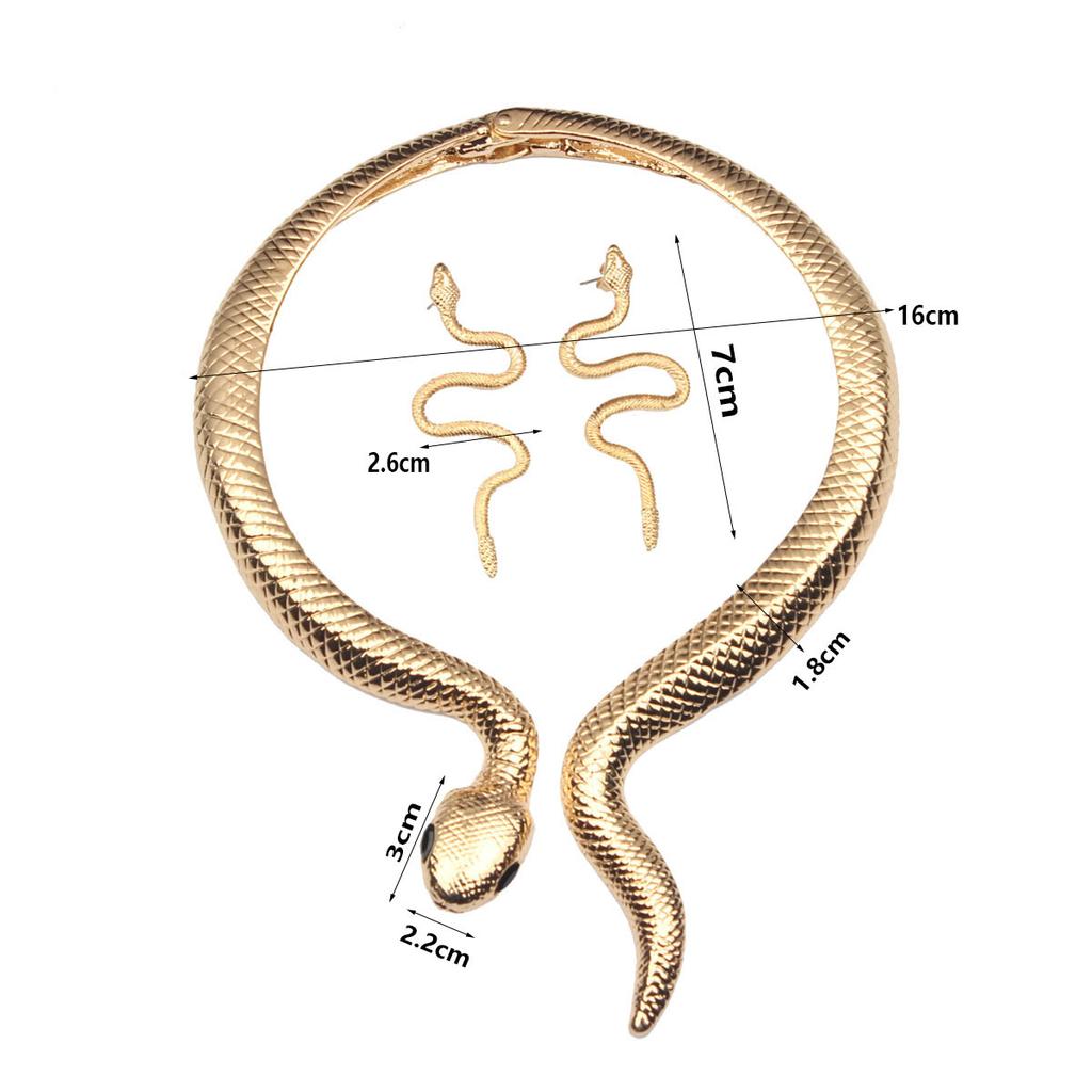 Exaggerated Retro Snake Necklace Earrings Set Women'S Collar Personalized Jewelry Yiwu