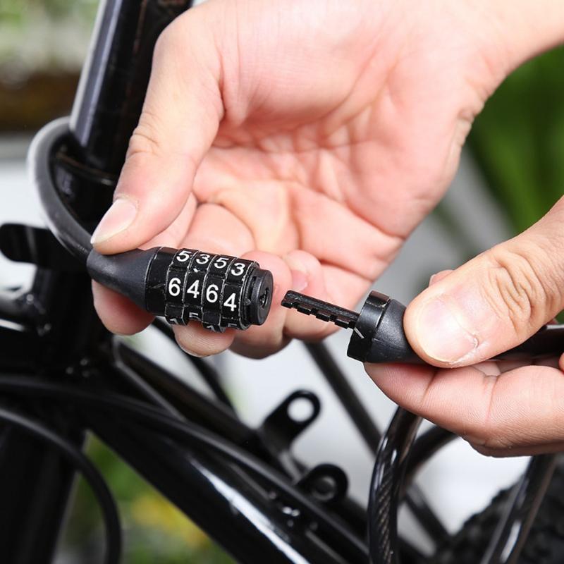 1M Code Password Bicycle Lock 4 Digit Code Anti-Theft Spiral Steel Cable Bike Lock Bicycle Locker Bicycle