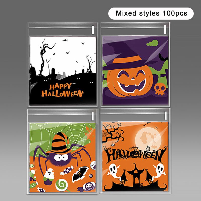 100 шт. Тыква Хэллоуин Конфетный пакет Счастливый Хэллоуин Украшения для вечеринки Детский подарок Конфета или жизнь Конфета Печенье Паук Привидение Пакет