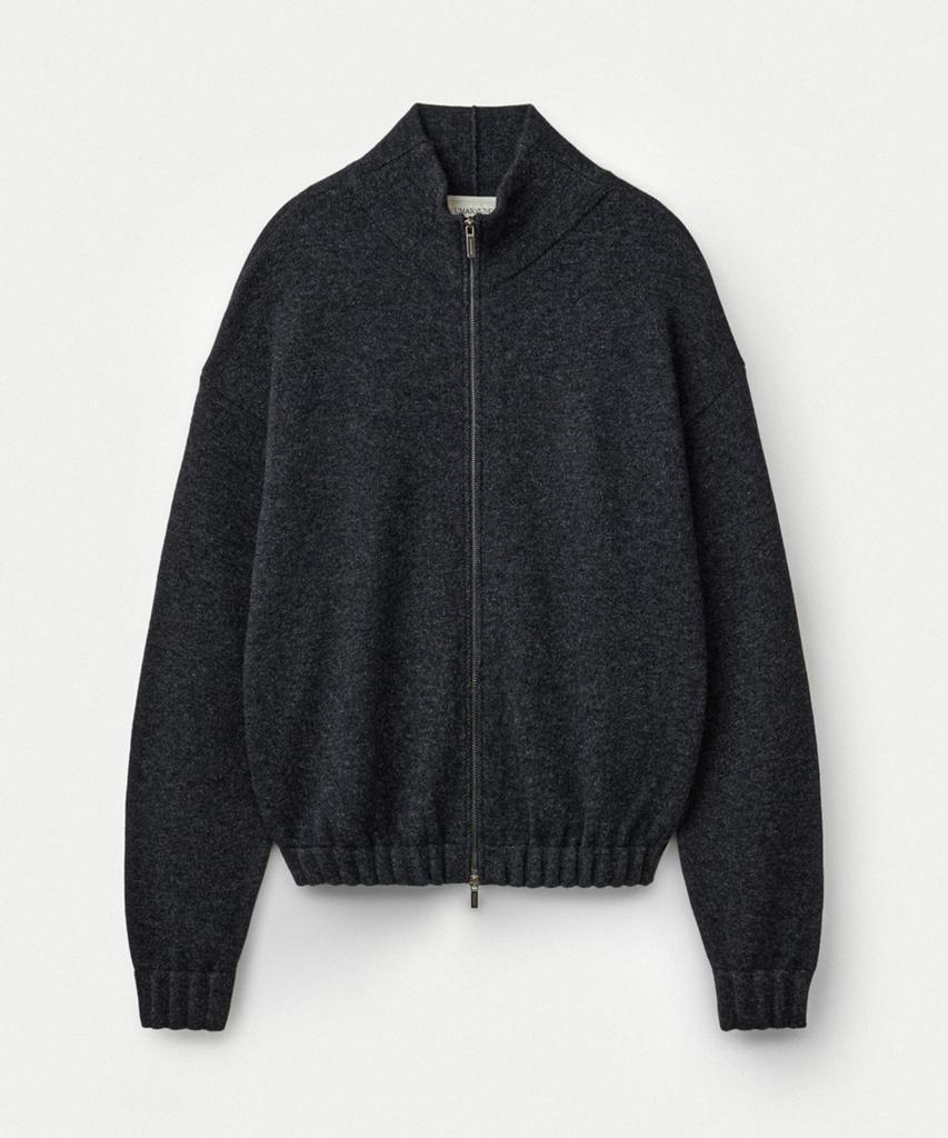 UMARMUNG Wool Cashmere Highneck Zip Up Jacket_Graphite