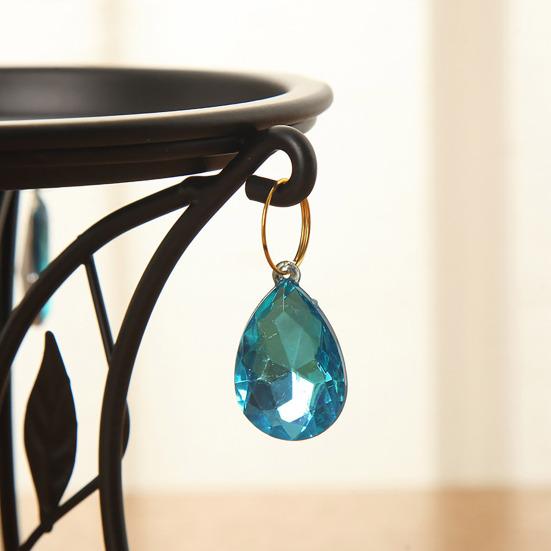 Металлическая подставка для растений, круглый держатель для кашпо с подвесками из искусственного хрусталя, 3 ножки, с покрытием, для декора дома и сада