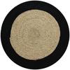 Funny Jute - Living Room or Bedroom Rug In Natural Round Jute Diameter Ø 70 Cm - Black Stripe
