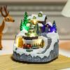 Christmas Igloo Ornaments Church Figurines with Rotating Train LED Lights Music Box Figurines Decorative Holiday Decor Festive Gift