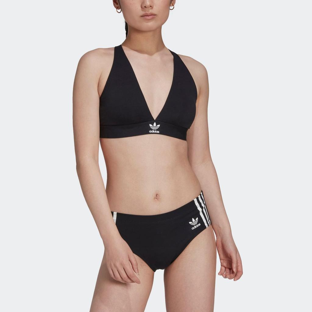 Adidas Оригинальные трусики-бюстгальтеры Adicolor Comfort Flex Cotton Bralette, женское нижнее белье, черное GB1179