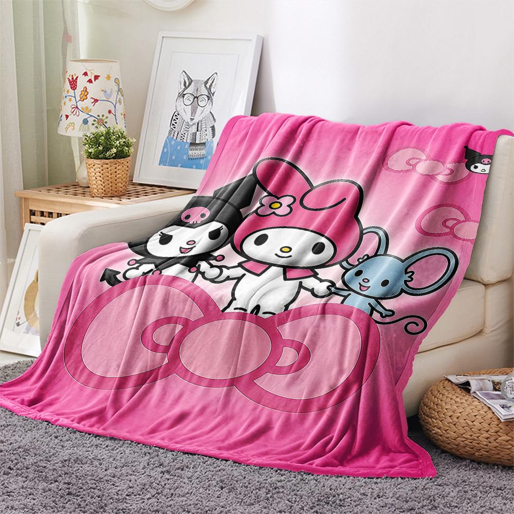 1 шт. Фланелевое одеяло My Melody с розовым принтом, Высококачественное, Для всех сезонов, Декор для дома, Тепло и комфорт, Идеально подходит для рождественских подарков