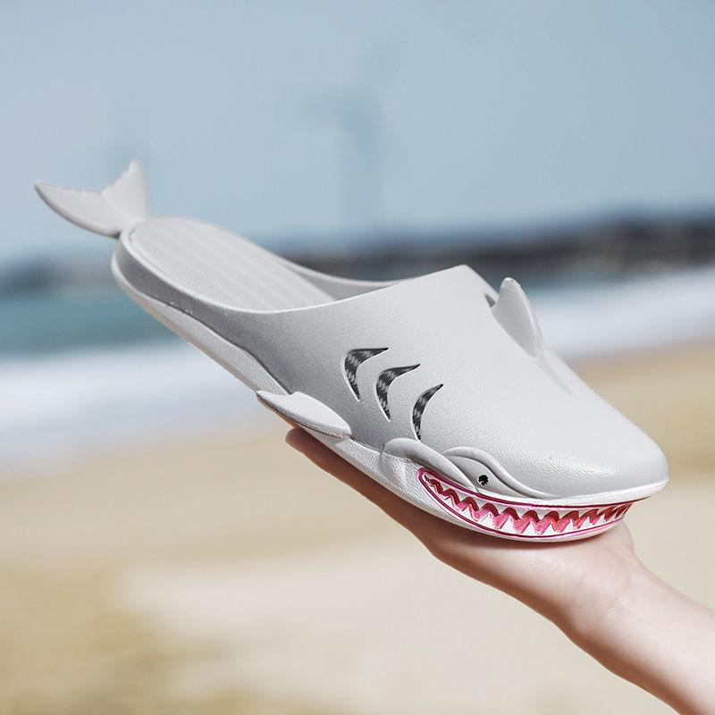 Креативные уличные тапочки для мужчин, красные тапочки-акулы, летние синие тапочки для мужчин, пляжная обувь для мальчиков, мужские тапочки-рыбы для плавания