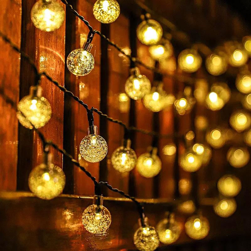Outdoor LED White Ball String Lights for Camping, Awning, and Birthday Decorations