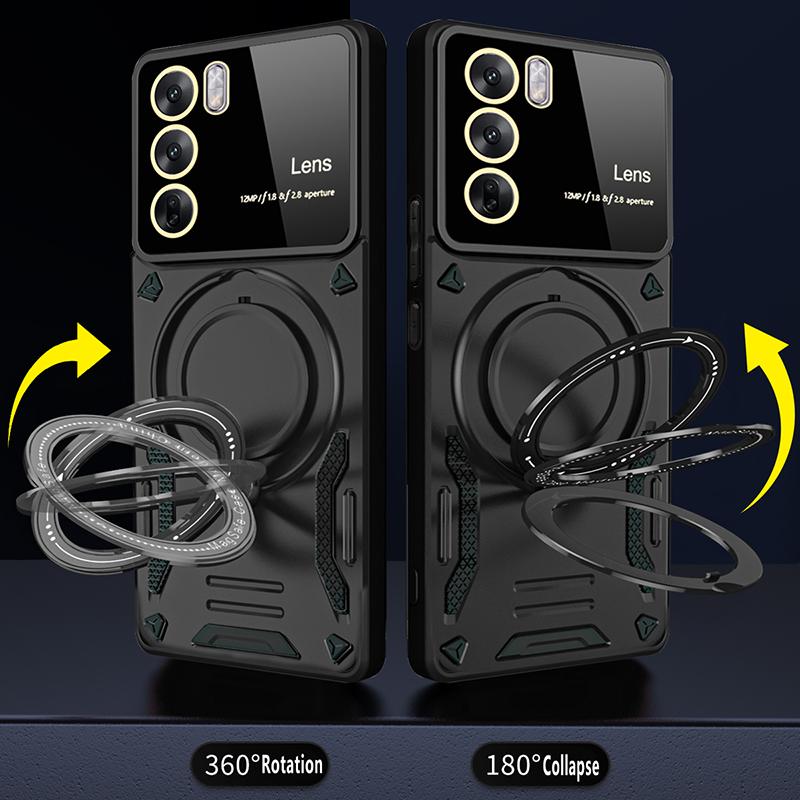 Противоударный чехол-броня для телефона OPPO Reno 12 для Oppo Reno 12 Pro, противоударный, с держателем-кольцом для пальца, магнитная крышка, чехлы Capa Reno 12