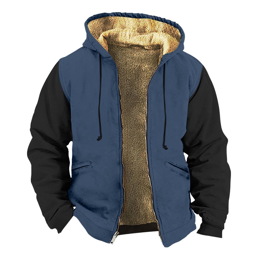 Men's Solid Color Jacket Men's Spring And Autumn Casual Trend Zipper Hooded Jacket