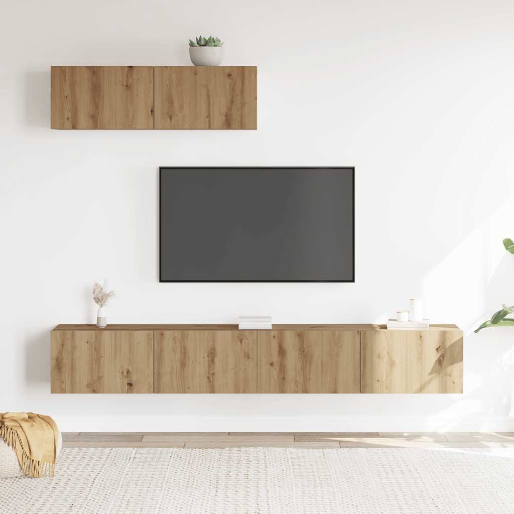 Vidaxl 3-Cz. Zestaw Szafek Tv, Dąb Artisan, Materiał Drewnopochodny