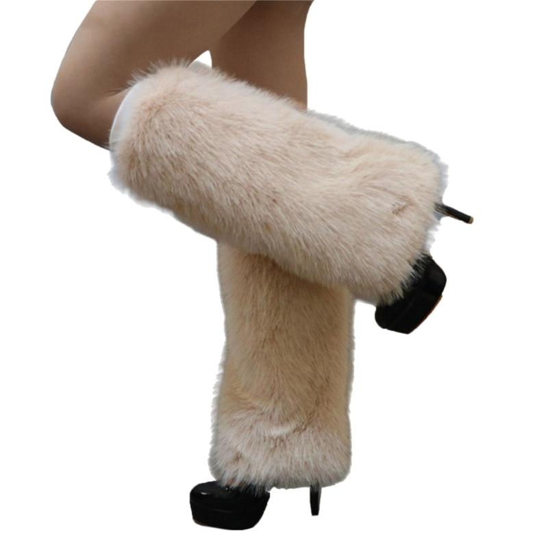 Plush Furry Leg Warmers for Women Cozy Winter Boot Toppers Cuffs Thermal Warm Fuzzy Foot Covers Footless Socks Gaiters