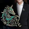 1/4Pcs Retro Style Brooch Sparkling Rhinestones Inlaid Horse Head Design Pin Clothes Hats Bags Badge Horse Year Zodiac Accessories